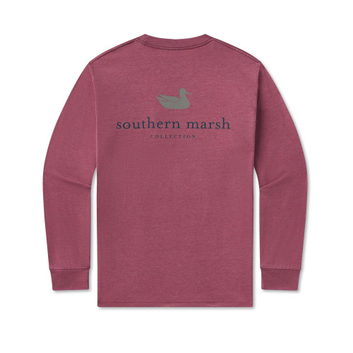 Men's Southern Marsh Long Sleeve Seawash Authentic Wine Red Tee