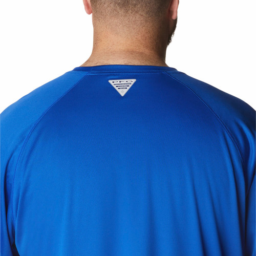 Men's Columbia Collegiate PFG Terminal Tackle Long Sleeve Shirt - Tall University of Florida Gators Azul Spark Orange Back Shoulder Men's Columbia Collegiate PFG Terminal Tackle Long Sleeve Shirt - Tall University of Florida Gators Azul Spark Orange Back Shoulder