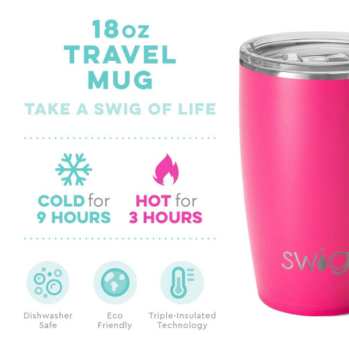 Swig Life 18oz Travel Mug with Handle and Lid, Stainless Steel