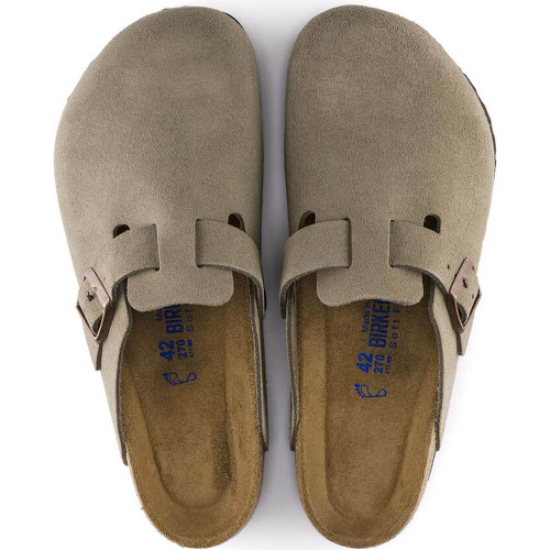 Men's Birkenstock Boston Soft Footbed Taupe Clog top Men's Birkenstock Boston Soft Footbed Taupe Clog top