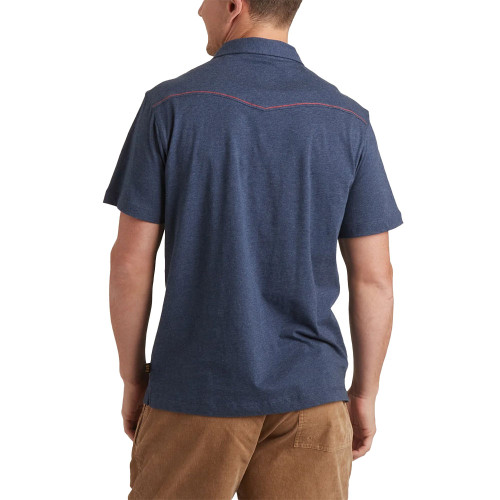 Men's Howler Brothers Ranchero Polo Shirt in Indigo Heather Back