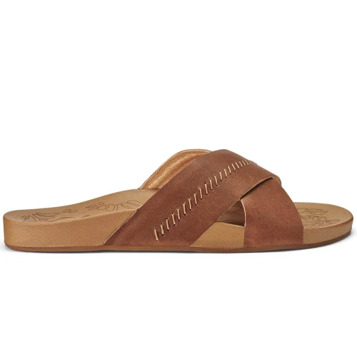 Women's Olukai Kipe'a Olu Slide Sahara brown Sandal side