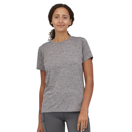 Women's Patagonia Capilene Cool Daily Tee Feather Grey Front on Model