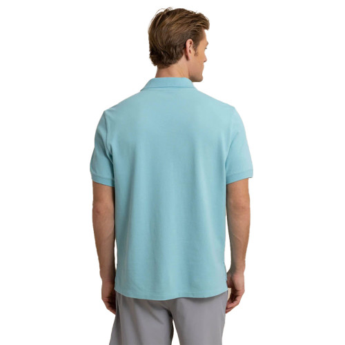 Men's Southern Tide Short Sleeve Skipjack Polo Shirt Marine Blue Flat Model Back
