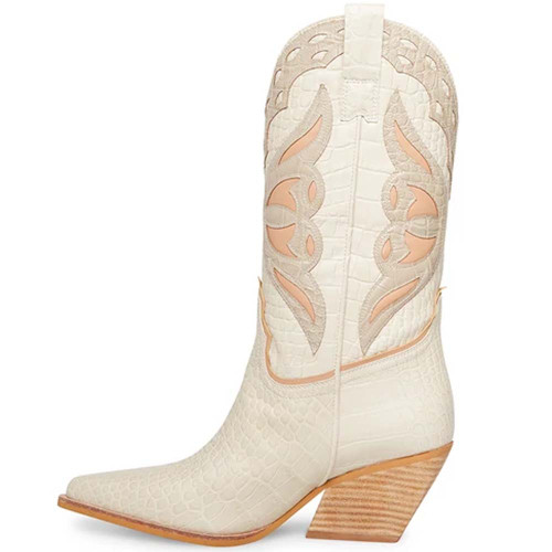 Women's Steve Madden Wynter Western Boots - Bone Multi Side1