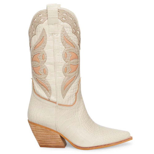 Women's Steve Madden Wynter Western Boots - Bone Multi Side2