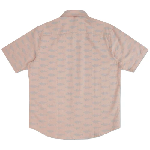 Men's Southern Marsh Pescado Linen Short Sleeve Button Down Shirt CAM-Camellia Back