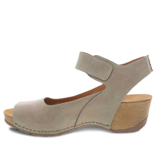 Women's Dansko Tiana Khaki Burnished Nubuck Ankle Strap Sandal Side1 Women's Dansko Tiana Khaki Burnished Nubuck Ankle Strap Sandal Side1