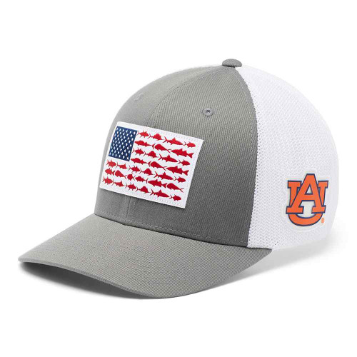 Men's Columbia PFG Collegiate Mesh Fish Flag Hat Auburn
