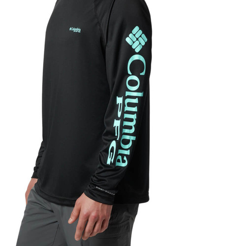 Men's Columbia Long Sleeve Terminal Tackle Shirt - Tall 027 Black, Gulf Stream Logo Side Men's Columbia Long Sleeve Terminal Tackle Shirt - Tall 027 Black, Gulf Stream Logo Side