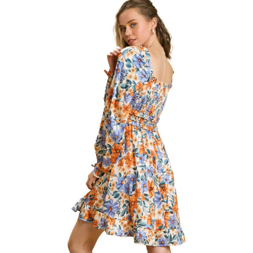 Women's Umgee Floral Smocked Dress back