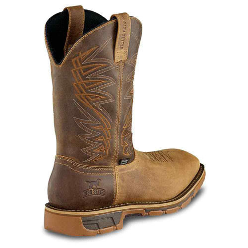 Men's Irish Setter 11" Marshall Waterproof Leather Safety Toe Pull-On Boot Brown Outside