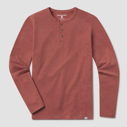 Men's Southern Shirt Long Sleeve Max Comfort Henley Shirt Canyon Red Main