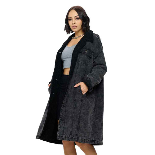 Women's Coalition LA Wool Lined Denim Coat Side