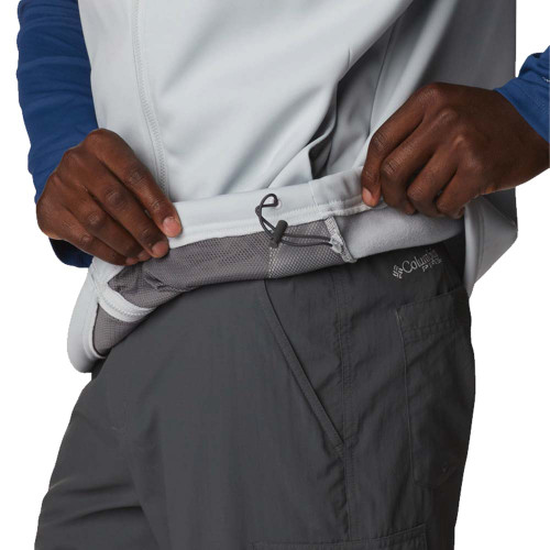 Men's Columbia Terminal Softshell Cool Grey Vest adjustable drawcord