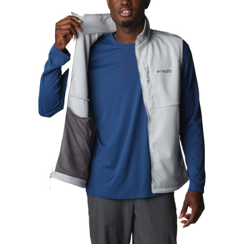 Men's Columbia Terminal Softshell Cool Grey Vest open