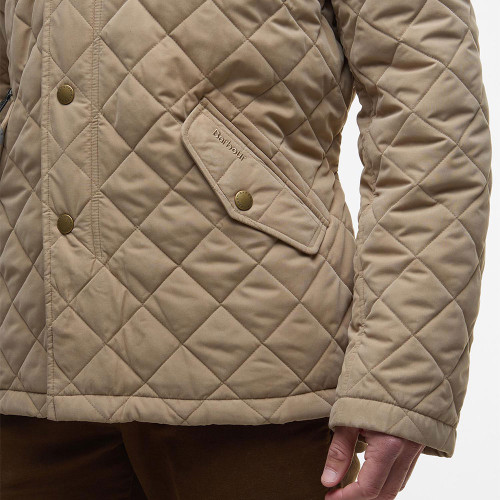 Men's Barbour Shoveler Quilted  Military Brown Jacket side pocket