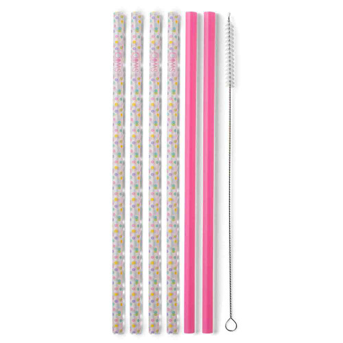 Swig Life Tall Reusable Straw Set - Confetti straws