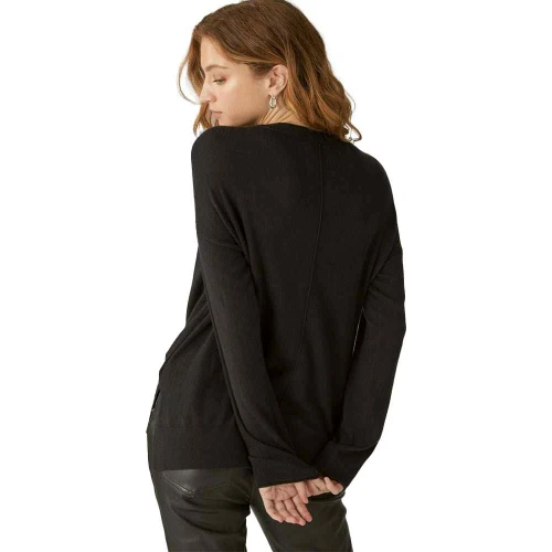 Women's Lucky Brand Cloud Soft Relaxed Jet Black Cardigan back