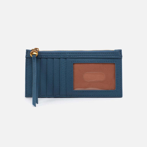 HOBO Carte Card Case Peacock Feather Blue ID Slot Side
