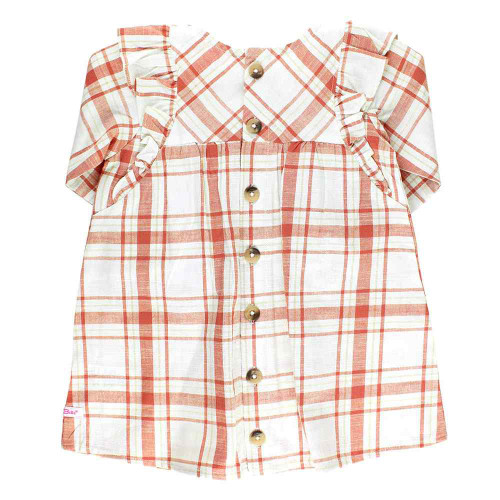 Infant Girls' Ruffle Butts Flutter Button Back Dress - Burnt Sienna Back