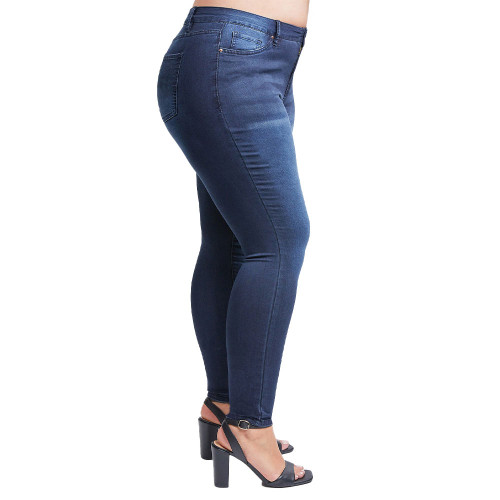 Women's Hyper Denim 5 Pocket Skinny Jean Indigo D08 Side