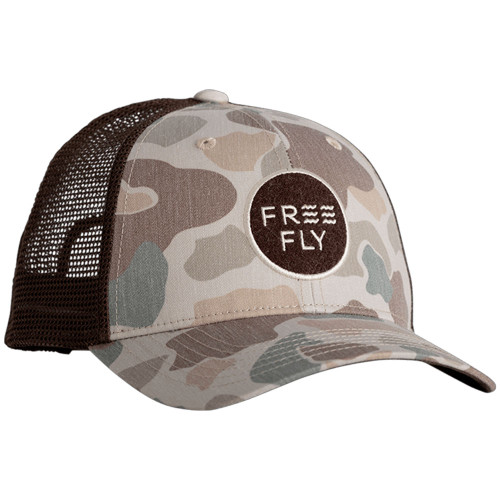 Men's Free Fly Camo Trucker Hat Vintage Camo Front Of Hat