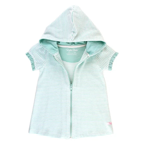 Girls Ruffle Butts Terry Full-Zip Cover Up Vintage Aqua Stripe