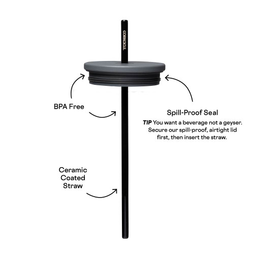 Corkcicle 24 oz Cold Cup Tumbler with Straw Information About Straw and Lid