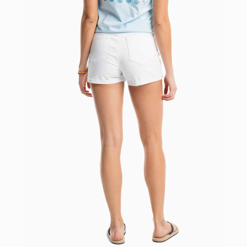 Women's Southern Tide Hayes High Waisted White Denim Short Back Women's Southern Tide Hayes High Waisted White Denim Short Back