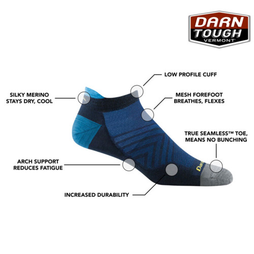 Men's Darn Tough No Show Tab Running Eclipse Sock info
