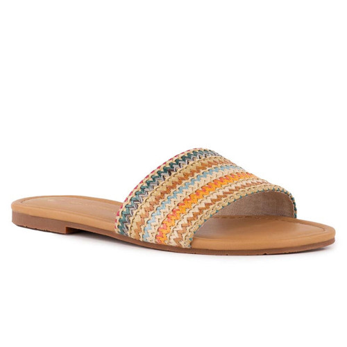 Women's BC Footwear No Guidance Slide Bright Multi Raffia Front