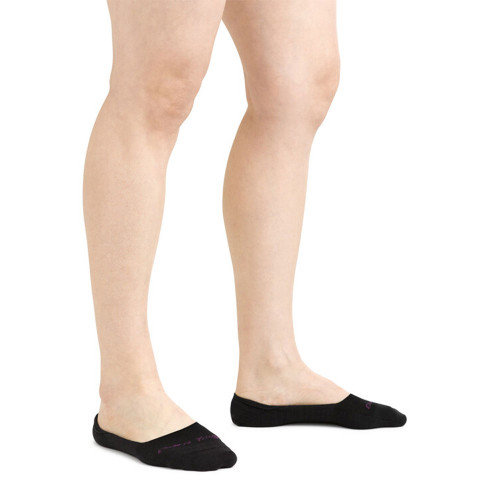 Women's Darn Tough Solid No Show Invisible Black Sock model