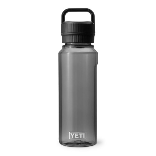 Yeti Yonder 1 Liter Charcoal Water Bottle Front View with Yonder Chug Cap