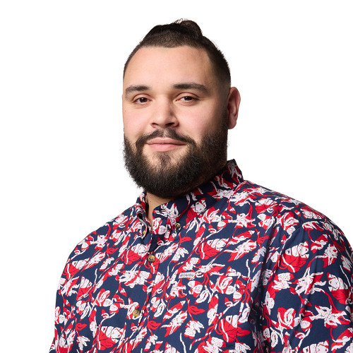 Men's Columbia Rapid Rivers Printed Short Sleeve Shirt - Tall Collegiate Navy Vined Copllar Detail