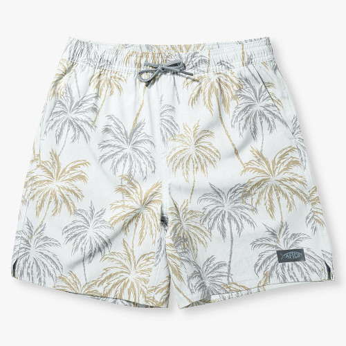 Boy's AFTCO Patterned Strike Swim Trunk Aqua Glass Front