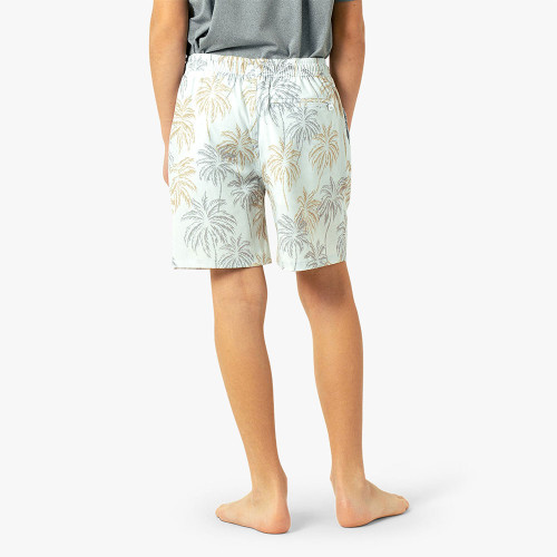 Boy's AFTCO Patterned Strike Swim Trunk Aqua Glass Back Model