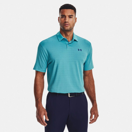 Men's Under Armour Tee To Green Printed Polo Glacier Blue Shirt