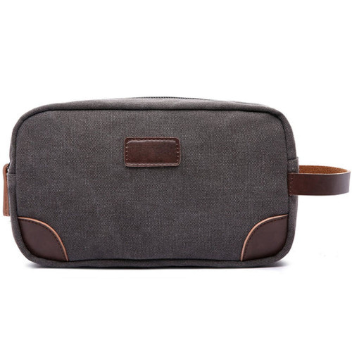 Mad Man Canvas And Leather Dopp Kit -Grey