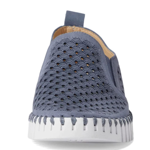 Women's Ilse Jacobsen Tulip Flat Casual Shoe Grey Blue Front Women's Ilse Jacobsen Tulip Flat Casual Shoe Grey Blue Front