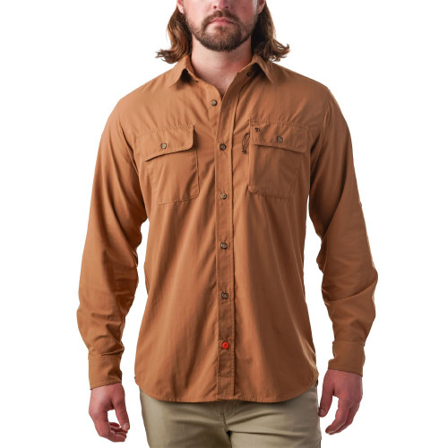Men's Duck Camp Lightweight Hunting Pintail Brown Shirt front Men's Duck Camp Lightweight Hunting Pintail Brown Shirt front