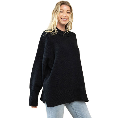 Women's TCEC Mock Neck Black Sweater