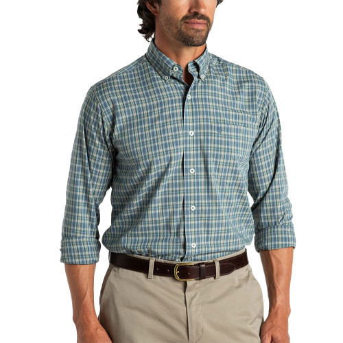 Men's Duck Head Ashwell Plaid Performance Shirt Stormy Blue Main