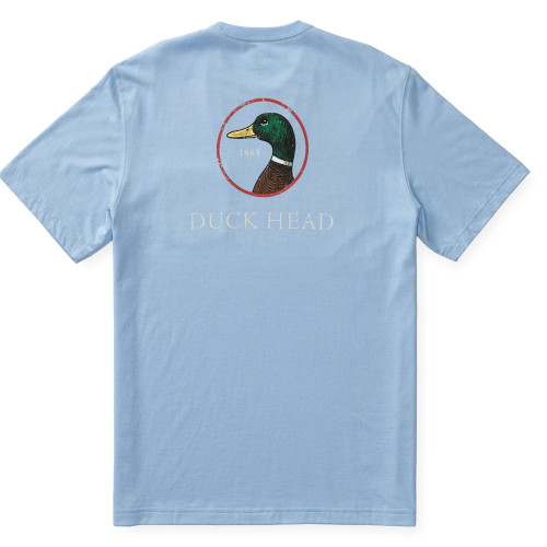 Men's Duck Head Logo Tee Serenity Blue Back View