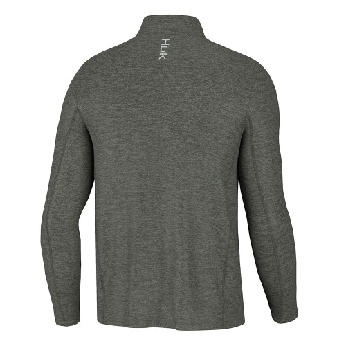 Men's Huk Coldfront Quarter Zip Heather Moss Pullover back