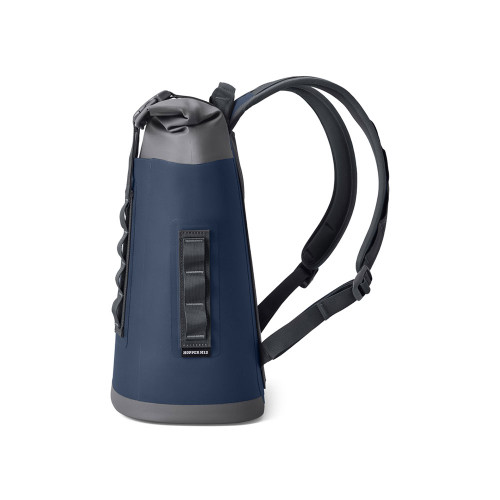 Side of Yeti Hopper M12 Navy Backpack Cooler with Straps