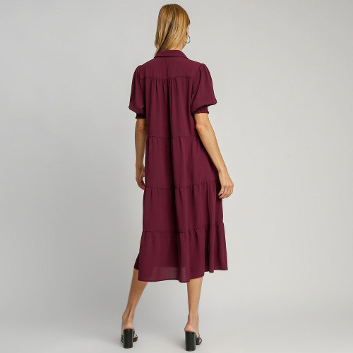 Women's Umgee Tiered Maxi Dress Plum Back