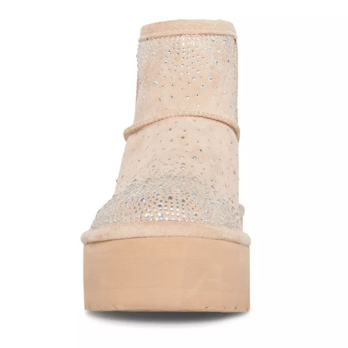 Women's Madden Girl Ease-HR Rhinestone Platform Bootie Light Sand Front