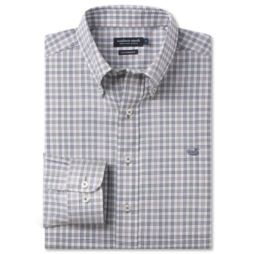 Men's Southern Marsh Odessa Performance Dress Shirt Navy Sage Multi Folded Shirt