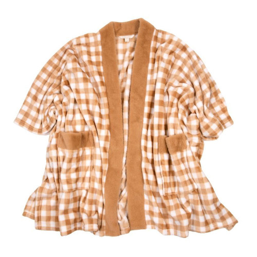 Women's Simply Southern Simply Plush Wrap Tan Plaid Main